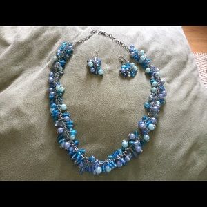 Multi bead necklace and matching earrings